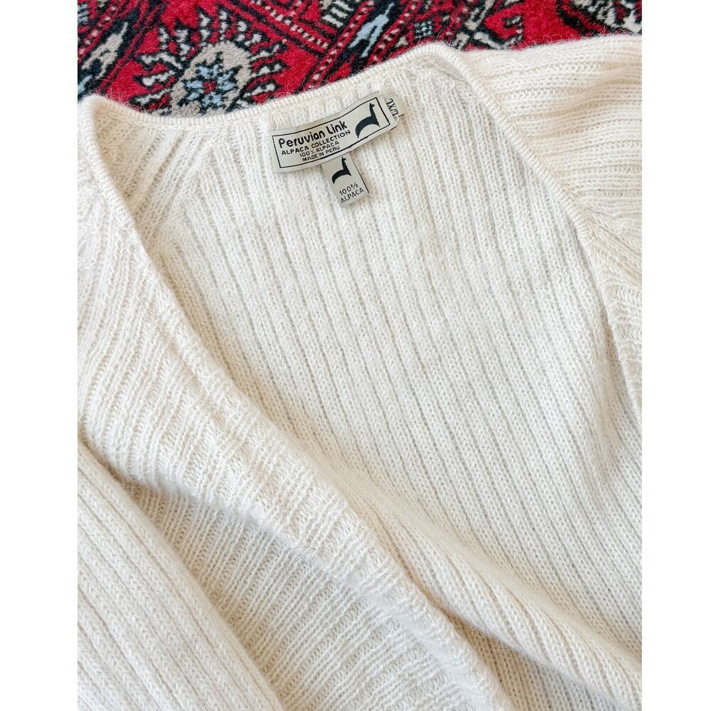 Peruvian Link Cream Alpaca Knit Open Front Cardigan - Picture 2 of 5